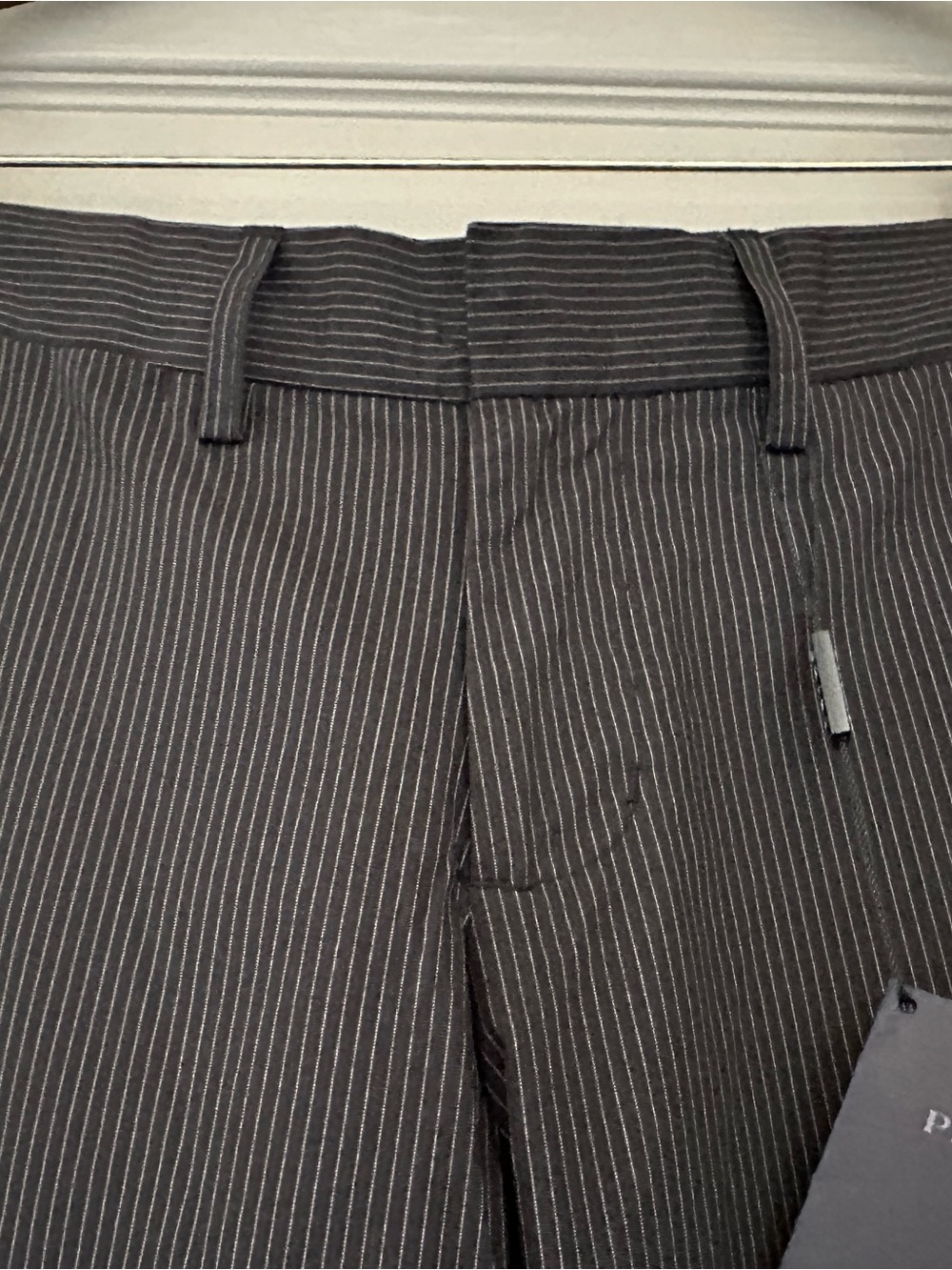 Prada Pinstripe Dress Pants Size 30 Black Slim Straight Tailored Italy NWT - Picture 4 of 16